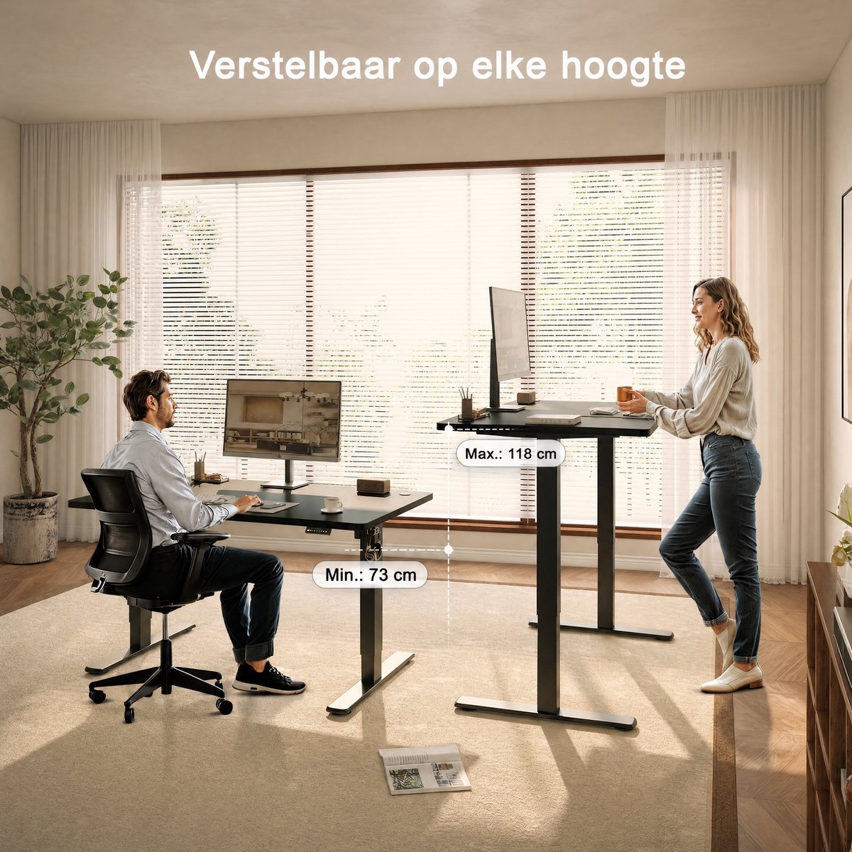 Devoko Zit-Sta Bureau 100x60 cm met geheugenstanden thumbnail 2