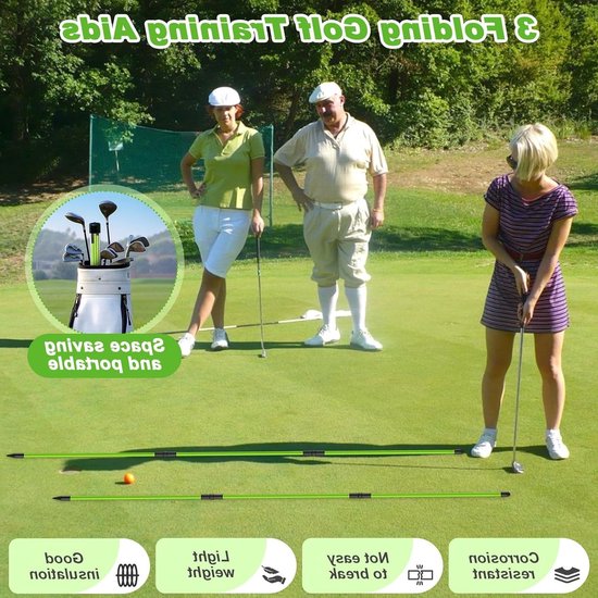 Praktische Golf Display Sticks met Opbergtube voor Training, Correcte Houding en Richting Weergave - 2 Stuks Fiberglas Golfclubs Accessoires — afbeelding 5