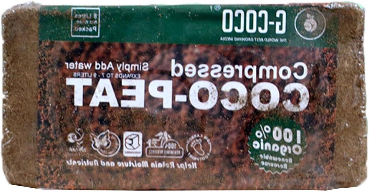 Kokos Turfsteen - Kokosgrond Kokosvezel - Planten Groeien - PH Gebalanceerd Laag EC - 7-9 Liter - Bruin
