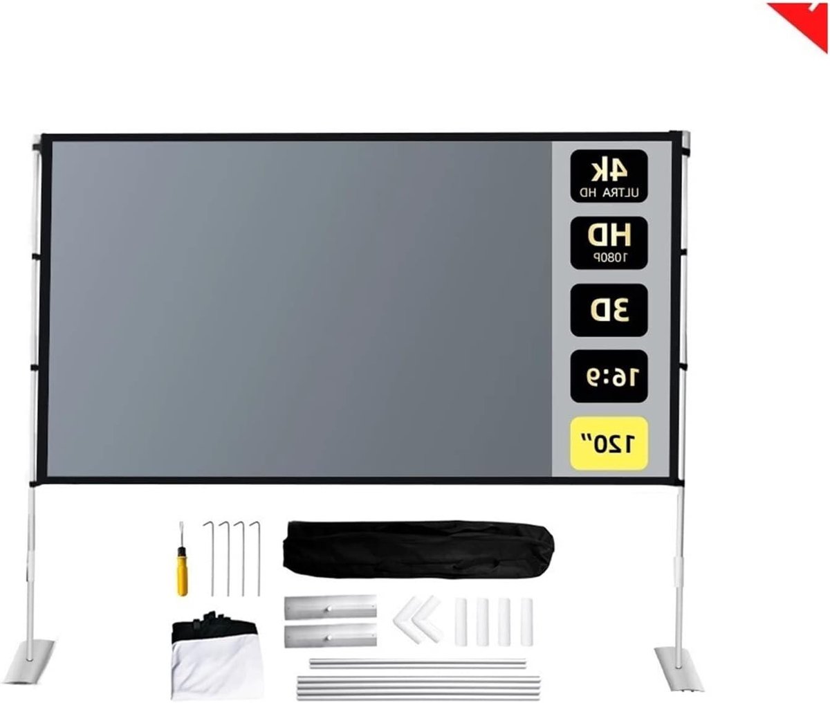 Projectiescherm - Scherm met standaard - Filmavond thuis - Anti-licht ontwerp - 72 inch - Wit