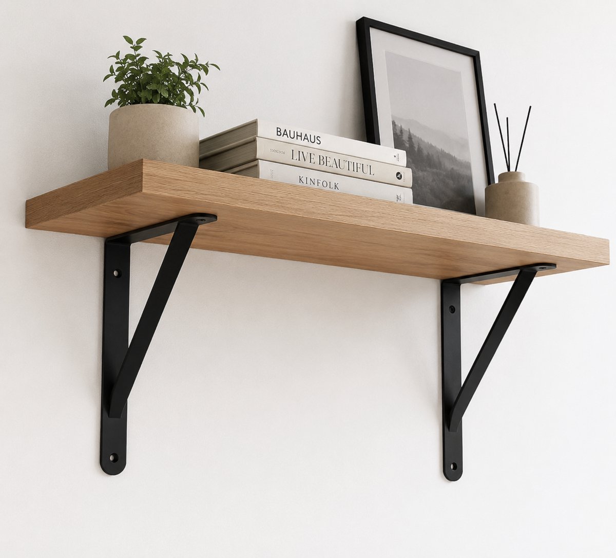 Industriële Plankdrager - Schapdrager - Legplankdragers - Draagbeugel - Rek Beugel Plank - Plankendragers - Wandplank - Staal - Metaal - Set van 4 stuks - 25 x 20 cm - Dubbele Bevestiging - Wit