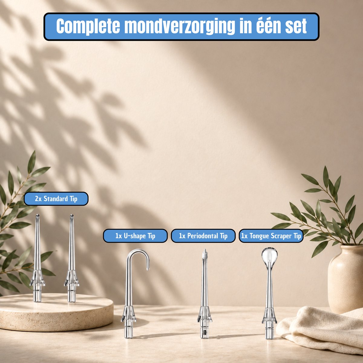 Flossing® Floss Pro Multi Tip Set - 5 Opzetstukken - Opzetstukjes Waterflosser - Vervangtips Monddouche & Flosapparaat - Voor Floss Pro thumbnail 2