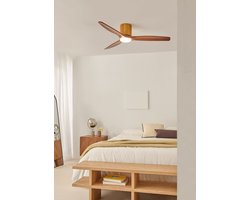 CREATE - Stille plafondventilator 100% hout 40W (Ø132cm) - Met licht LED - Afstandsbediening - 6 snelheden - Programmeerbaar - WIND CALM CUSTOM WOVEN