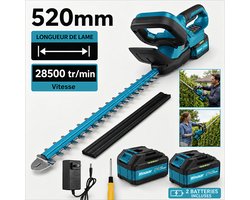 Accu heggenschaar 21V met 8000mAh accu, 600W borstelloze motor, elektrische heggenschaar met 52cm snijlengte en 15mm snoeidiameter