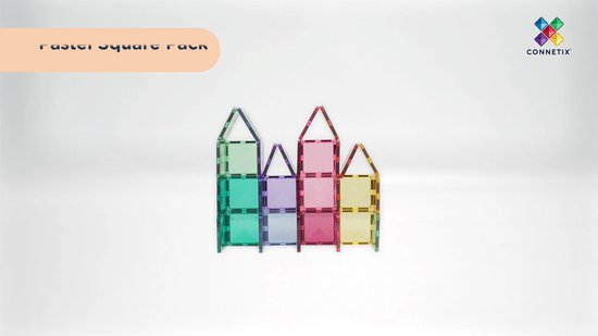 CONNETIX - Magnetisch Tegels - Pastel Vierkante Verpakking - 40 Stuks - Magnetisch Speelgoed