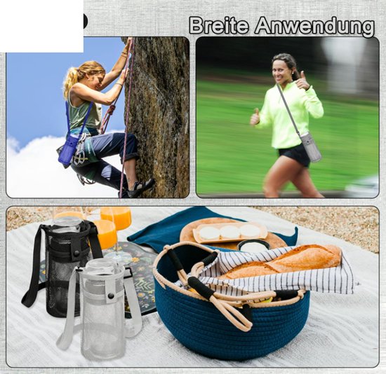 3 Stuks Mesh Waterfleshouders, Waterfleshouder met Verstelbare Band, Draagbare Mesh Waterfles Draagtassen voor Kamperen Wandelen Fietsen — afbeelding 3