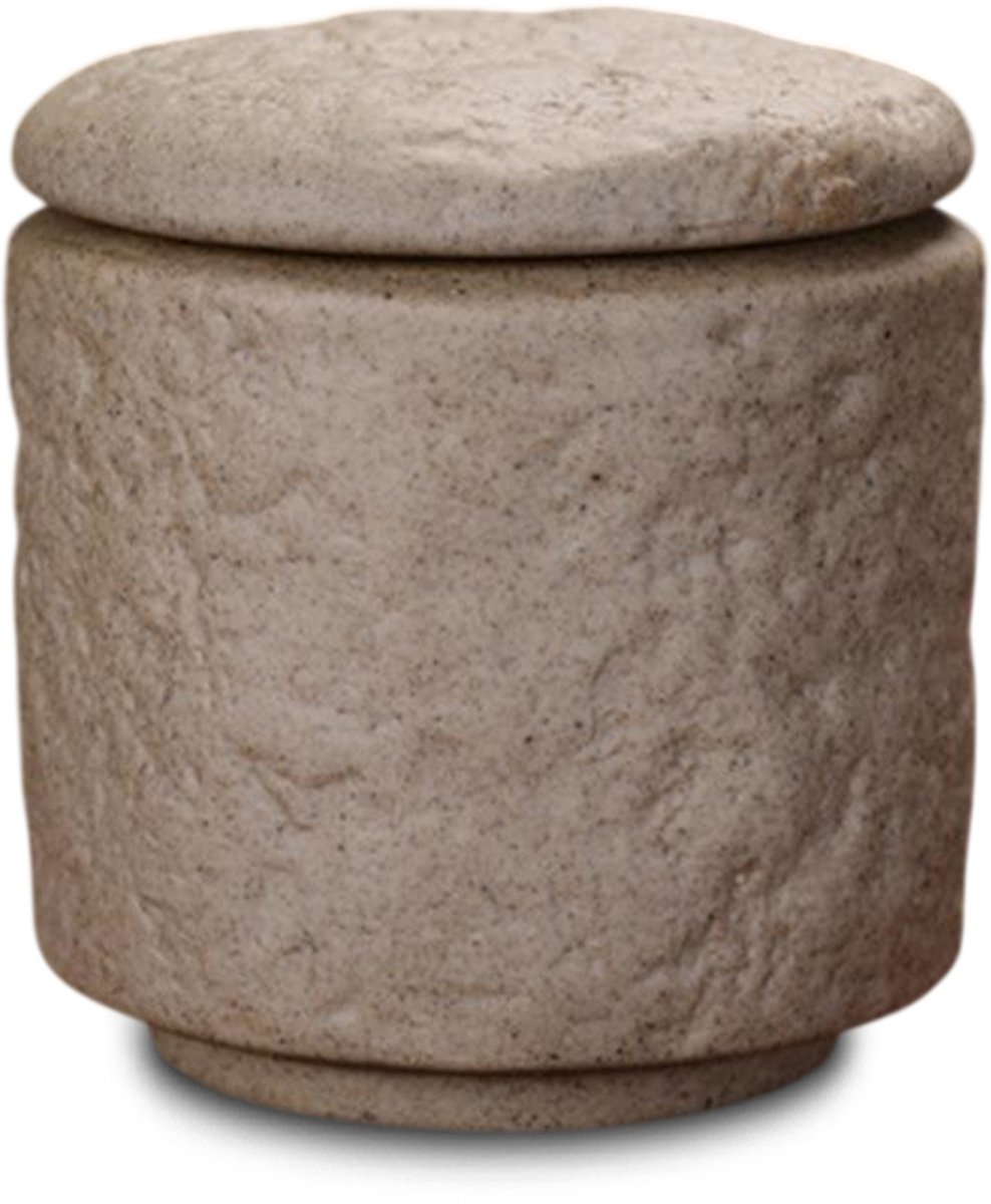 Akerz Mini Urn Kiezelsteen Beige – 90 ml – Keramische Herinneringsurn voor Mens & Huisdier – Inclusief Beschermzakje