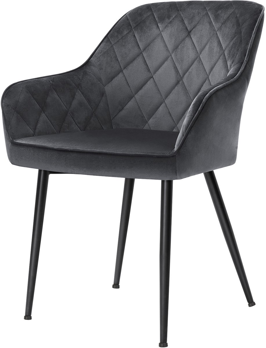 SONGMICS - Eetkamerstoelen - Gestoffeerde Stoel met Armleuningen - Fluwelen Loungestoel - Metalen Poten - Voor Keuken en Eetkamer