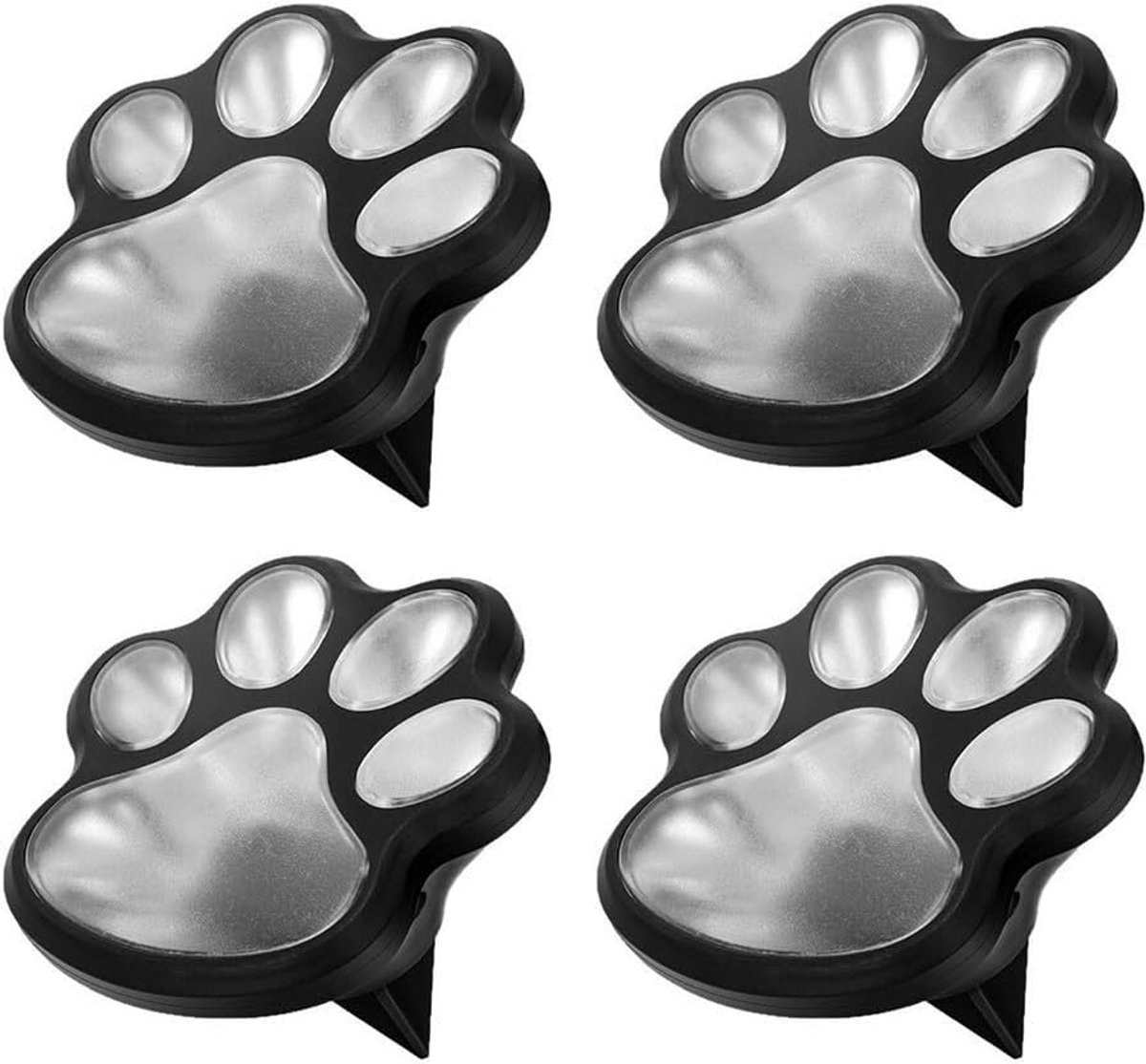 ZVD Zonne-pootafdrukverlichting – Op dieren geïnspireerde solarlampen – Decoratieve buitenverlichting – Tuinverlichting – Verlichting voor paden en looppaden – Ideaal voor terrassen, binnenplaatsen, tuinpaden en gazons – 4-pack – Wit licht
