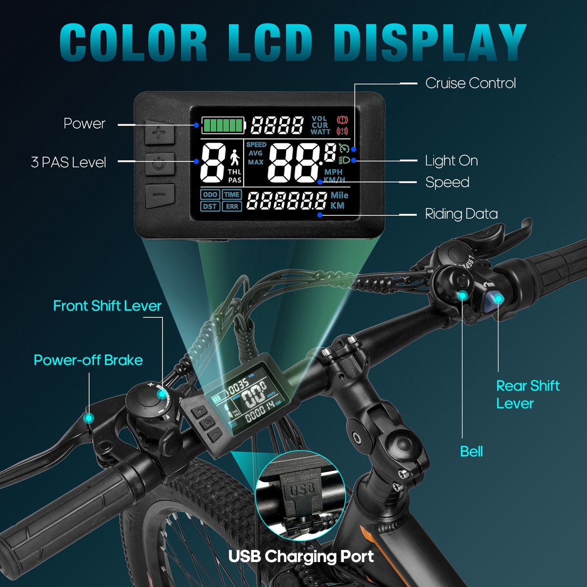 Fafrees F28 MT 27,5 inch Elektrische Fiets - 250W Motor E-bike - 36V 15Ah Verwijderbare Accu - 21 Versnellingsbak - Mechanische Schijfremmen - IPX4 Stadsfiets Trekkingfiets thumbnail 6