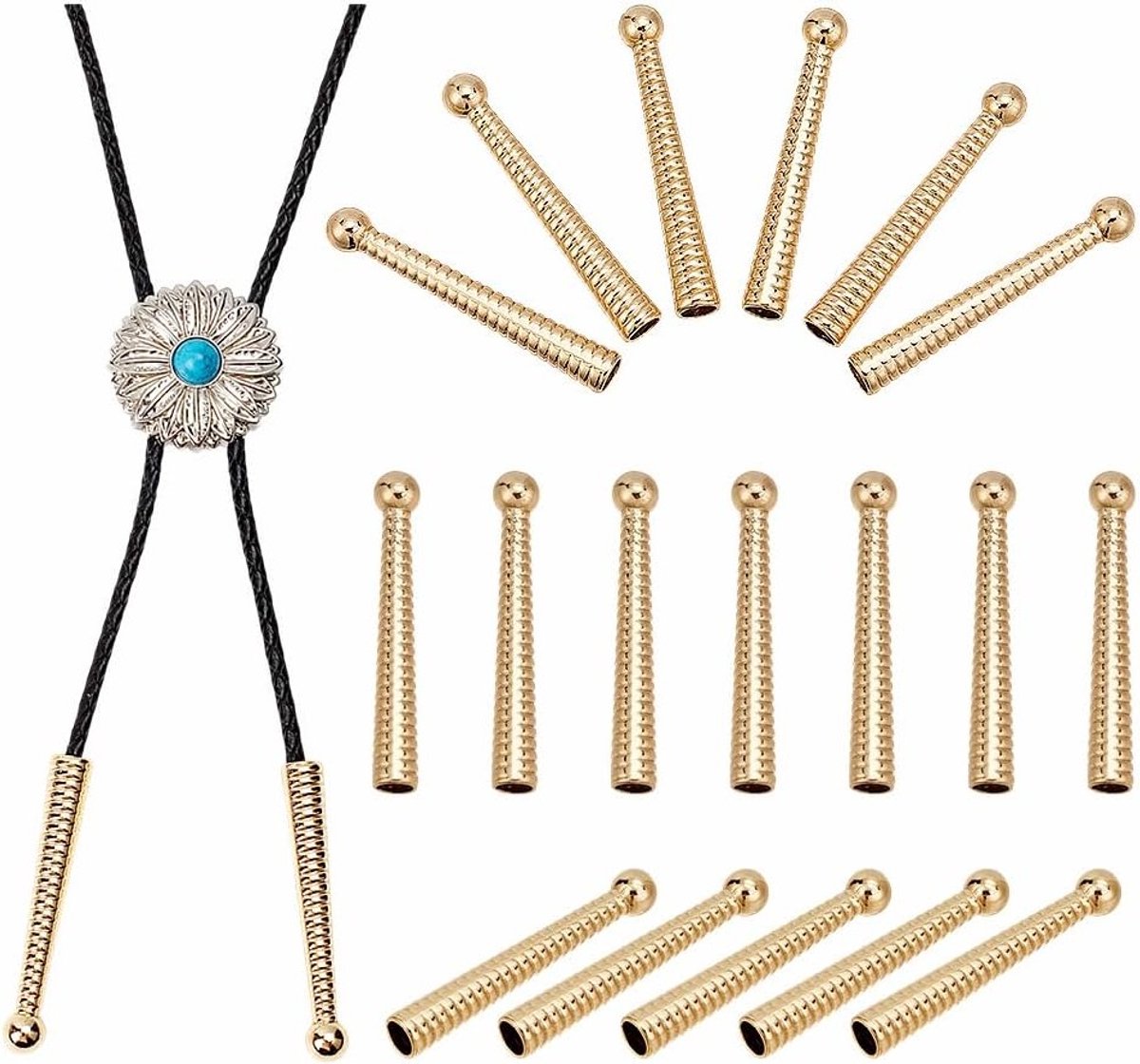 Bolo Tie Tips en Cord Ends Caps voor Vervanging - Bolo Tie End Caps en Findings voor DIY Kleding en Decoratie