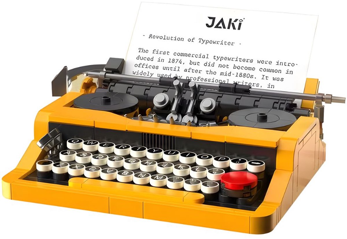 Jaki 8216 Mini Typemachine Retro Classic bouwset | Schrijfmachine icons creator modelbouw | Vintage constructie educatief speelgoed bouwpakketten voor volwassenen & kinderen | DIY apparaat gechikt voor lego | Bouwdoos met 254 bouwstenen