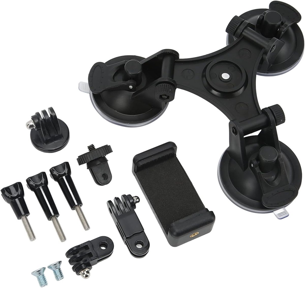 Professionele Drievoudige Zuignap Tripod voor DSLR Camera's en Smartphone Bevestiging in Auto, Ideaal voor Actiefotografie en Vlogs