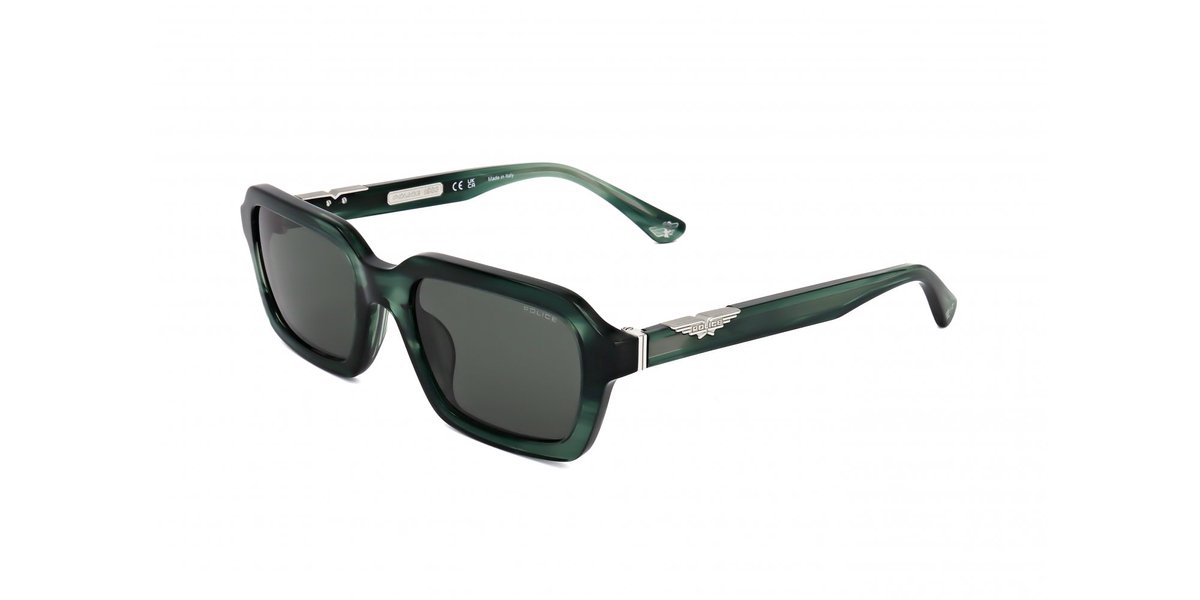 Police SPLL14M Shiny striped green 53/21/145 MAN Zonnebrillen