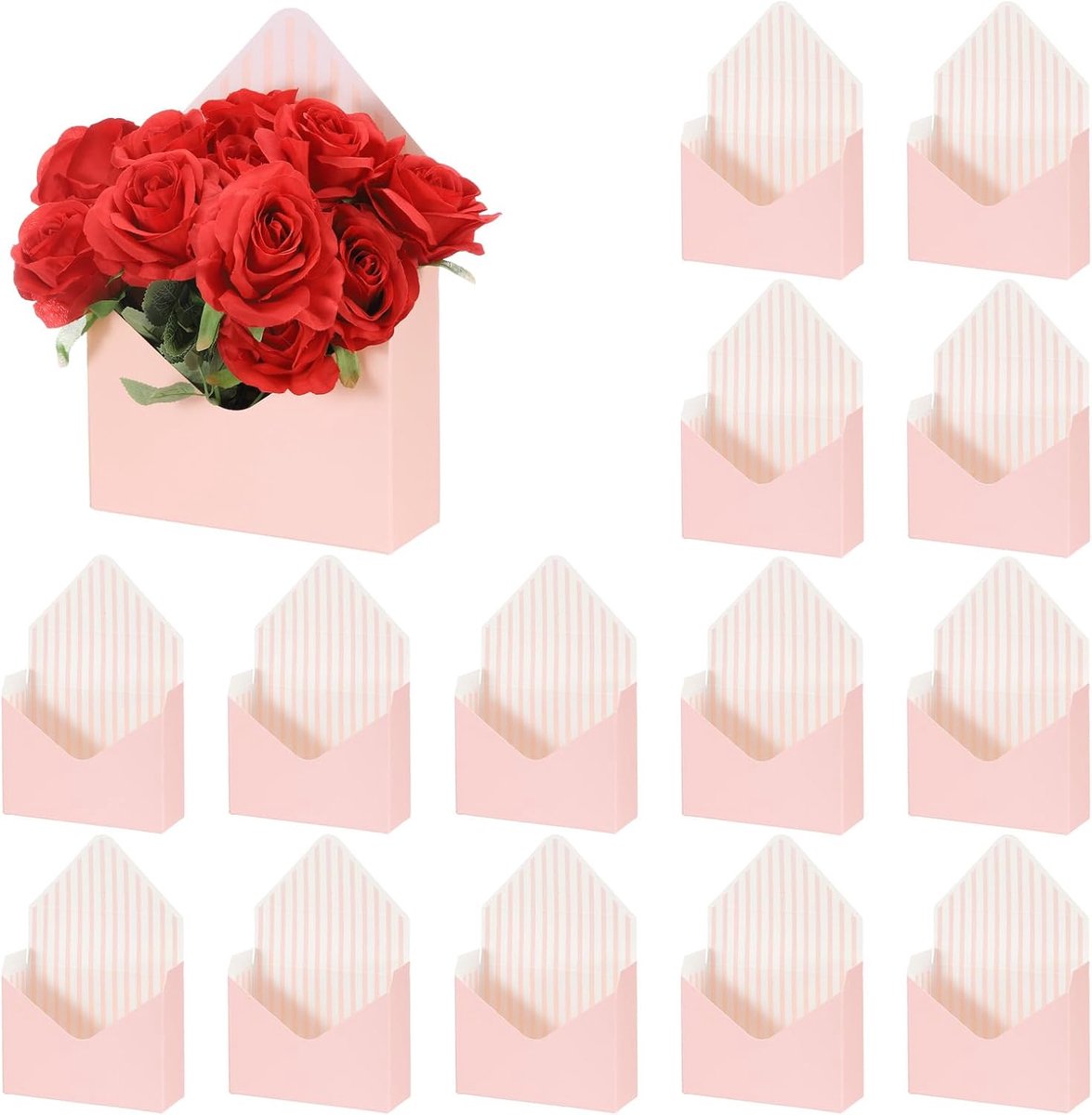 Papieren bloem geschenkzakken - 20 stuks - papieren boeket bloem envelop geschenkzakje met handvat - kleine verpakking - opvouwbare handgreep envelop doos voor bloemist - bruiloft - feest - verjaardagen