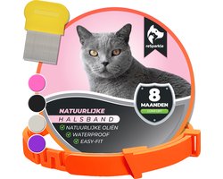 reSparkle Halsband Kat - Natuurlijk - Inclusief Vlooienkam - Oranje