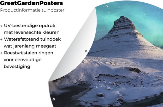 Garden Circle Islande - Berg - Neige - 120x120 cm - Affiche de Jardin Ronde - Extérieur - XXL