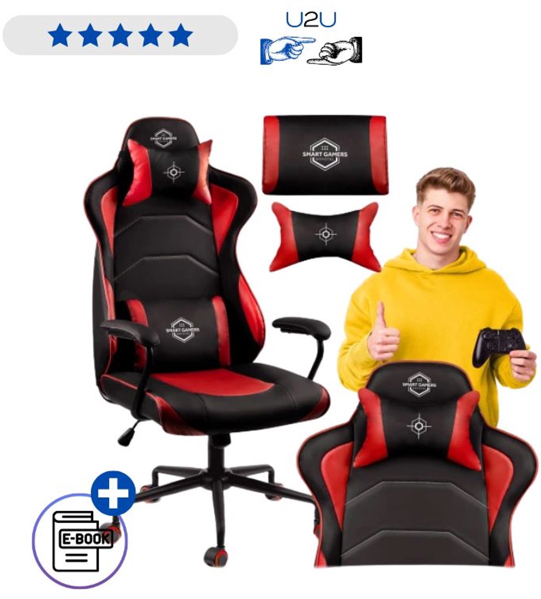 Sofotel Gaming Stoel Katarina Ergonomische Bureaustoel met Hoofdsteun en Lendenkussen Verstelbare Hoogte SoftSwing Schommelfunctie Luxe Kunstleer Comfortstoel voor Werk en Gaming Belastbaar 120kg Design Met Ebook