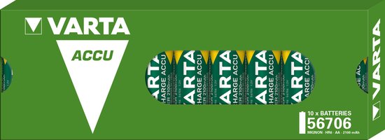 Varta NiMH AA Batterijen 2100mAh 1.2V Voorgeladen Oplaadbaar Laag Zelfontlading 10 Stuks