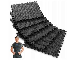 Marbo Sport - Puzzelmat fitness - Fitness Floor Mat - 12 mm - 186 x 126 cm - Vloerbescherming voor thuisgym en Home Gym - Antislip trainingsmat - Zwart