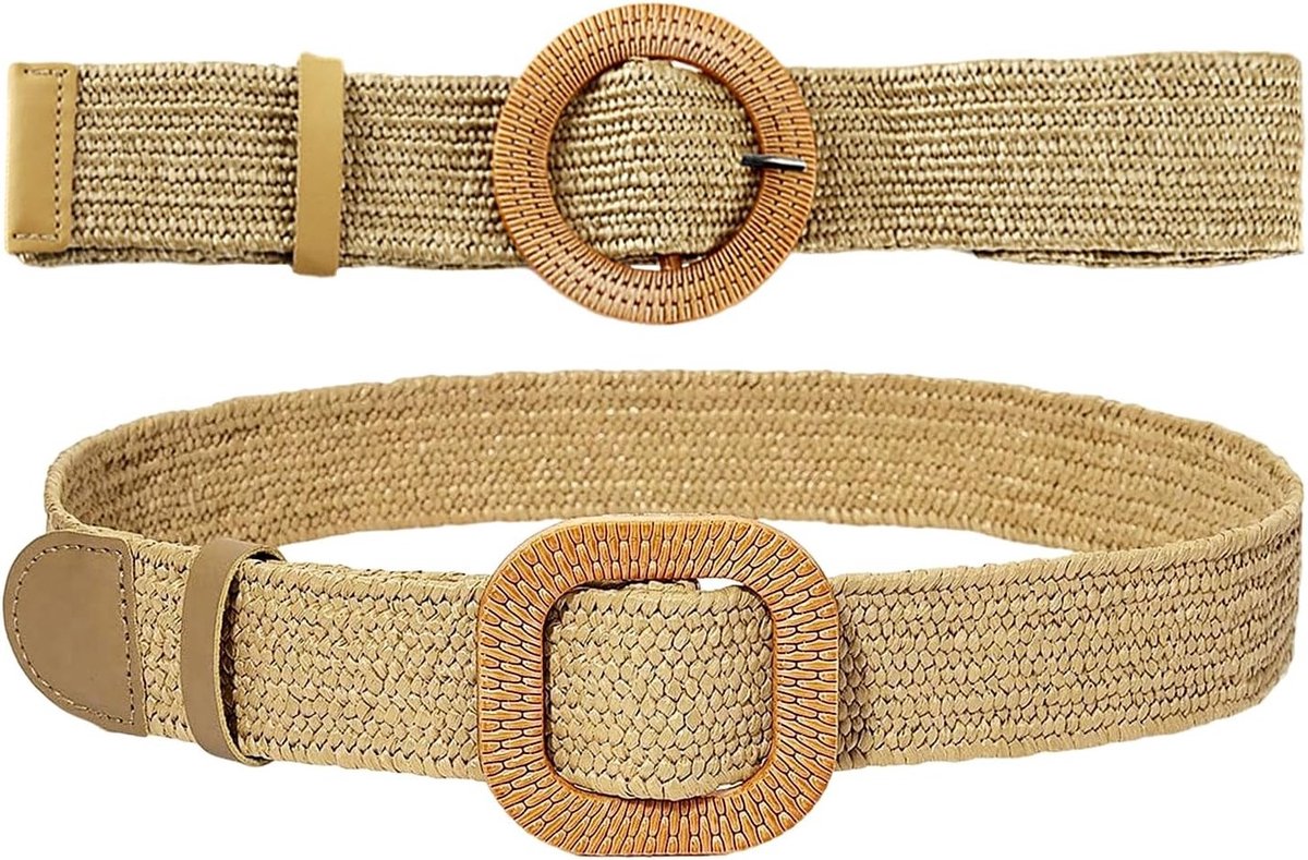 Elastische Vrouwen Gevlochten Riemen Set van 2, Decoratieve Riemen voor Jurken en Strandrokken, Modieuze Accessoires voor Elke Outfit