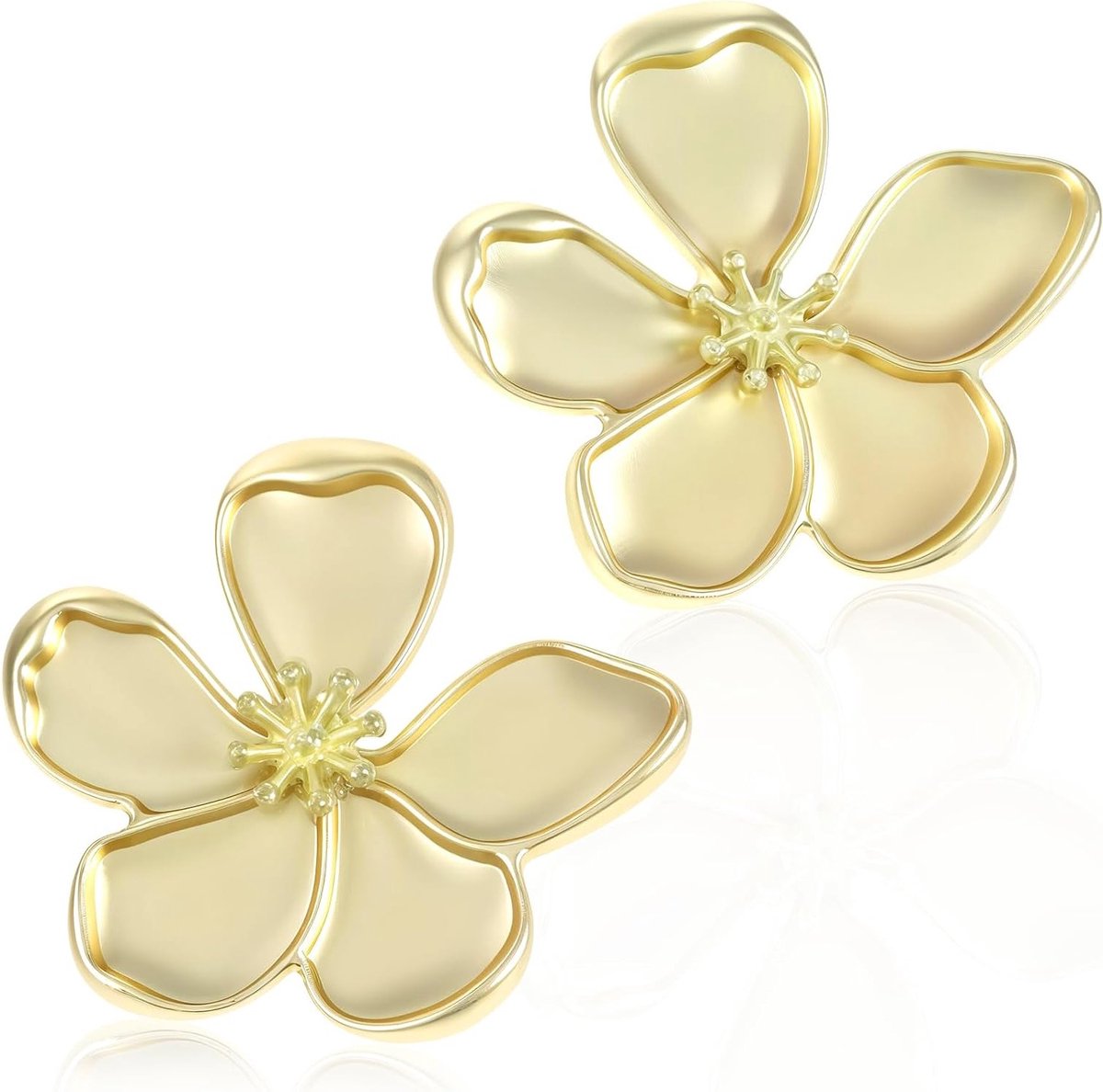 Grote gouden metalen oorbellen met bloemmotief, boho statement sieraden voor vrouwen, trendy en opvallend design