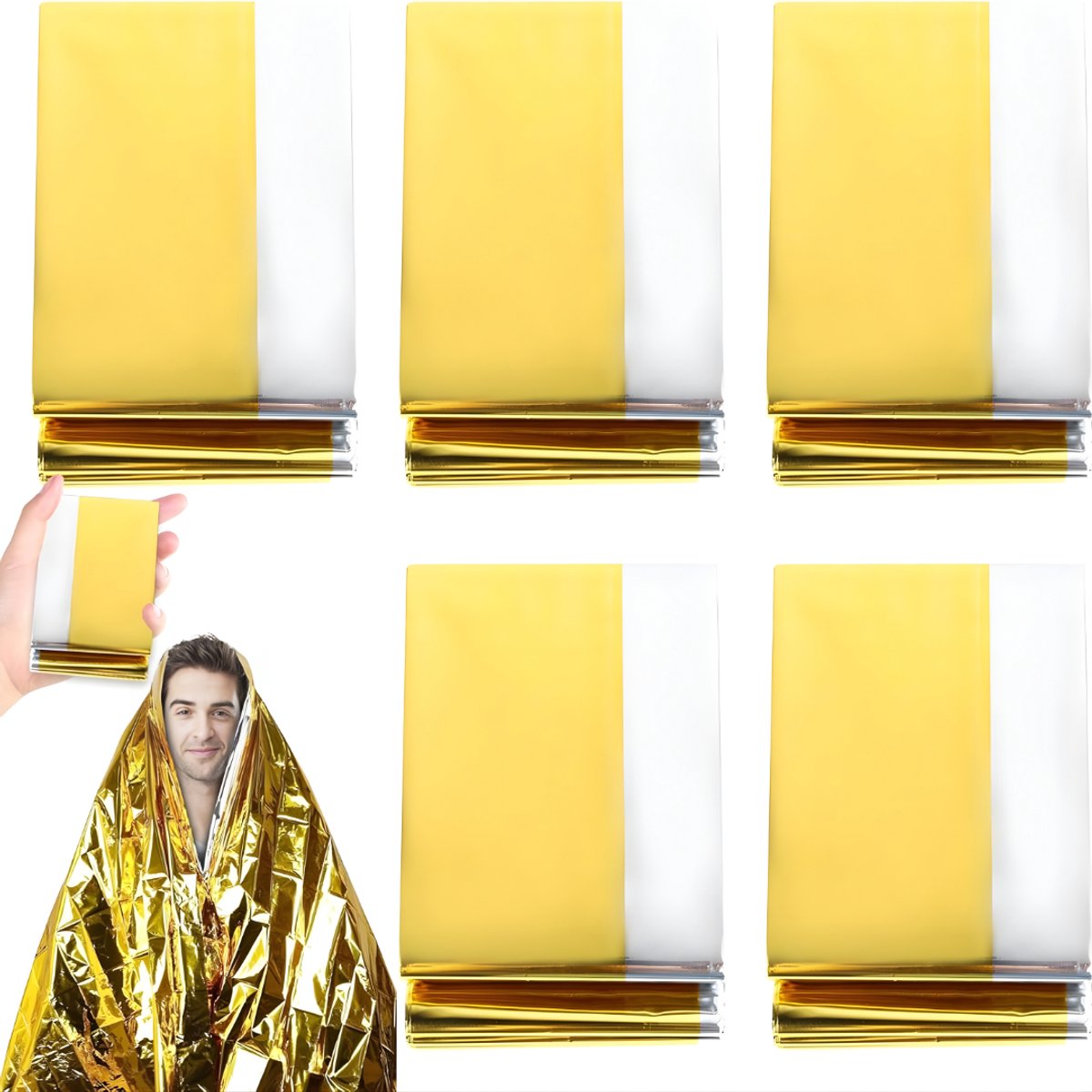 Nexvo® Nooddeken - Isolatiedeken - Reddingsdeken - Goud - 210cm x 160cm x 1cm