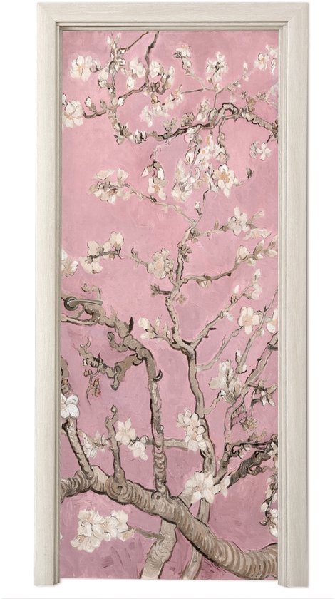 Poster porte 80x215 cm - Sticker porte Fleur d'amandier - Art - Van Gogh - Rose - Film autocollant pour meuble - Film porte salon - Papier peint fotobehang intérieur - Film adhésif porte - Stickers porte - Sticker porte - Décoration chambre