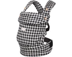 Ergonomische baby draagzak VOUXX CoCo zwart wit linnen katoen vanaf newborn 3 draag posities
