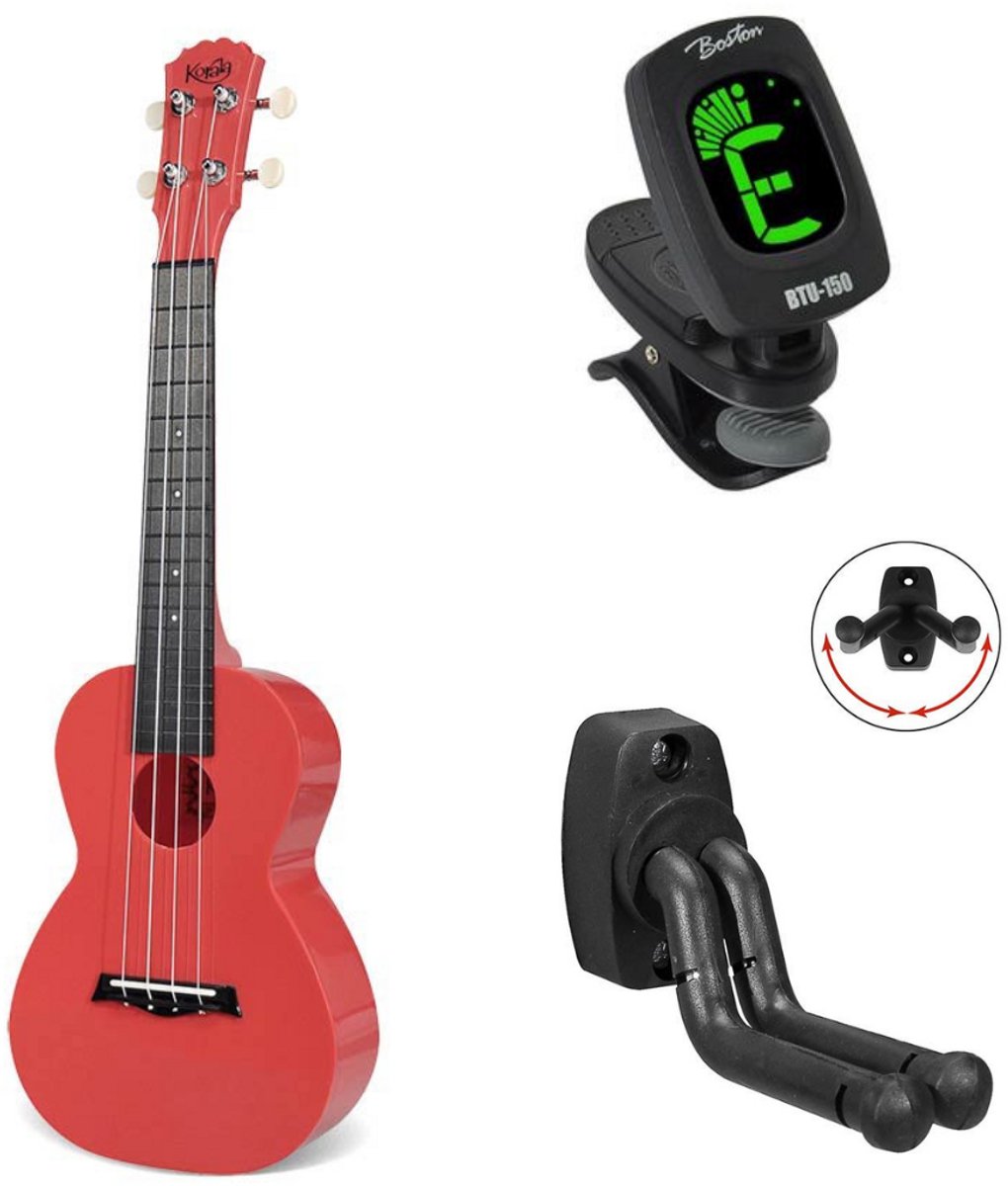 Korala PUC-20 bundel Concert Ukulele Polycarbonaat Rood