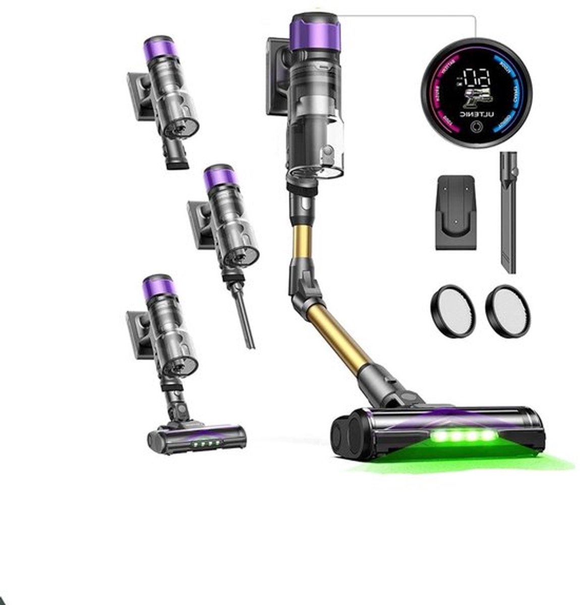 Draadloze Steelstofzuiger – Stofzuiger Zonder Snoer – Steelstofzuiger Met Accu – Cordless Vacuum Cleaner – Snoerloze Kruimelzuiger – 55.000 Pa Zuigkracht – 1,5 Liter Stofcontainer