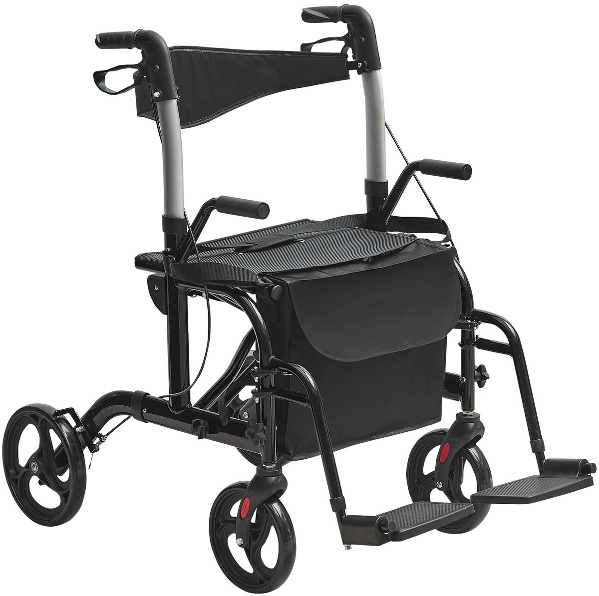 NordHaus 2-in-1 Rollator en Transportstoel - Opvouwbare Rollator - Aluminium Mobiliteitsrollator - 136 kg Draagvermogen - 100 x 61,5 x 84,5 cm