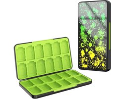 Game Storage Box voor Nintendo Switch OLED, Switch en Switch Lite - Opbergdoos voor 24 Speelkaarten en 24 SD Kaarten, Draagbaar en Handig in Geel Groen