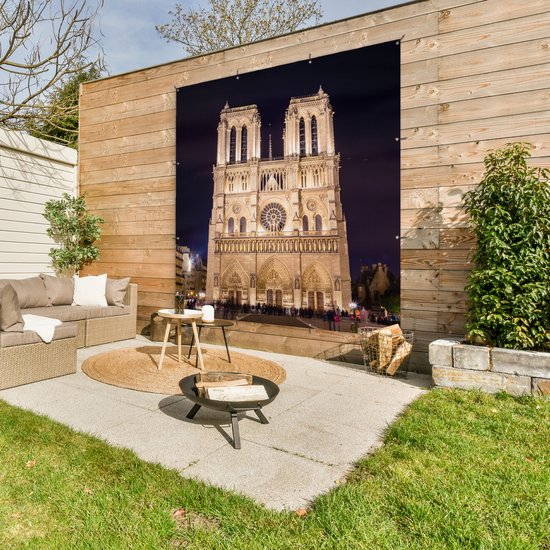 Poster de Jardin Notre Dame le soir - 200x200 cm