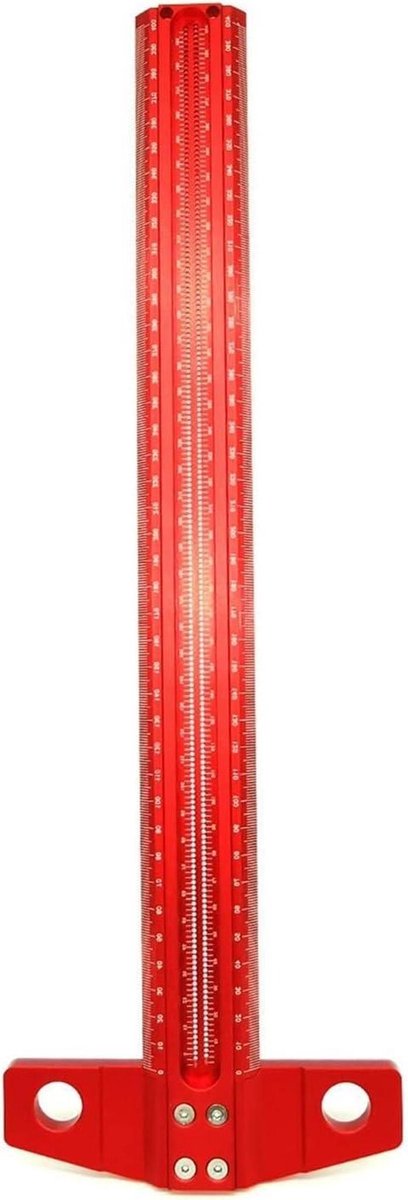 Meetblok Houtbewerking - T-Kraspen Liniaal - Lijnen Tekenen - Aluminium Legering - 400mm - Rood