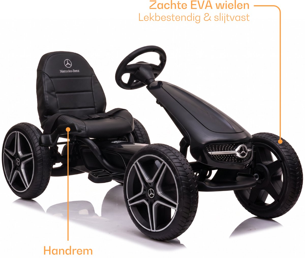 Mercedes Skelter 3 tot 7 jaar – Officieel Gelicentieerde Go Kart met Lederen Zitje & Claxon – Kindervoertuig met Verstelbaar Zadel, EVA-Wielen & Handrem – Zwart — afbeelding 7