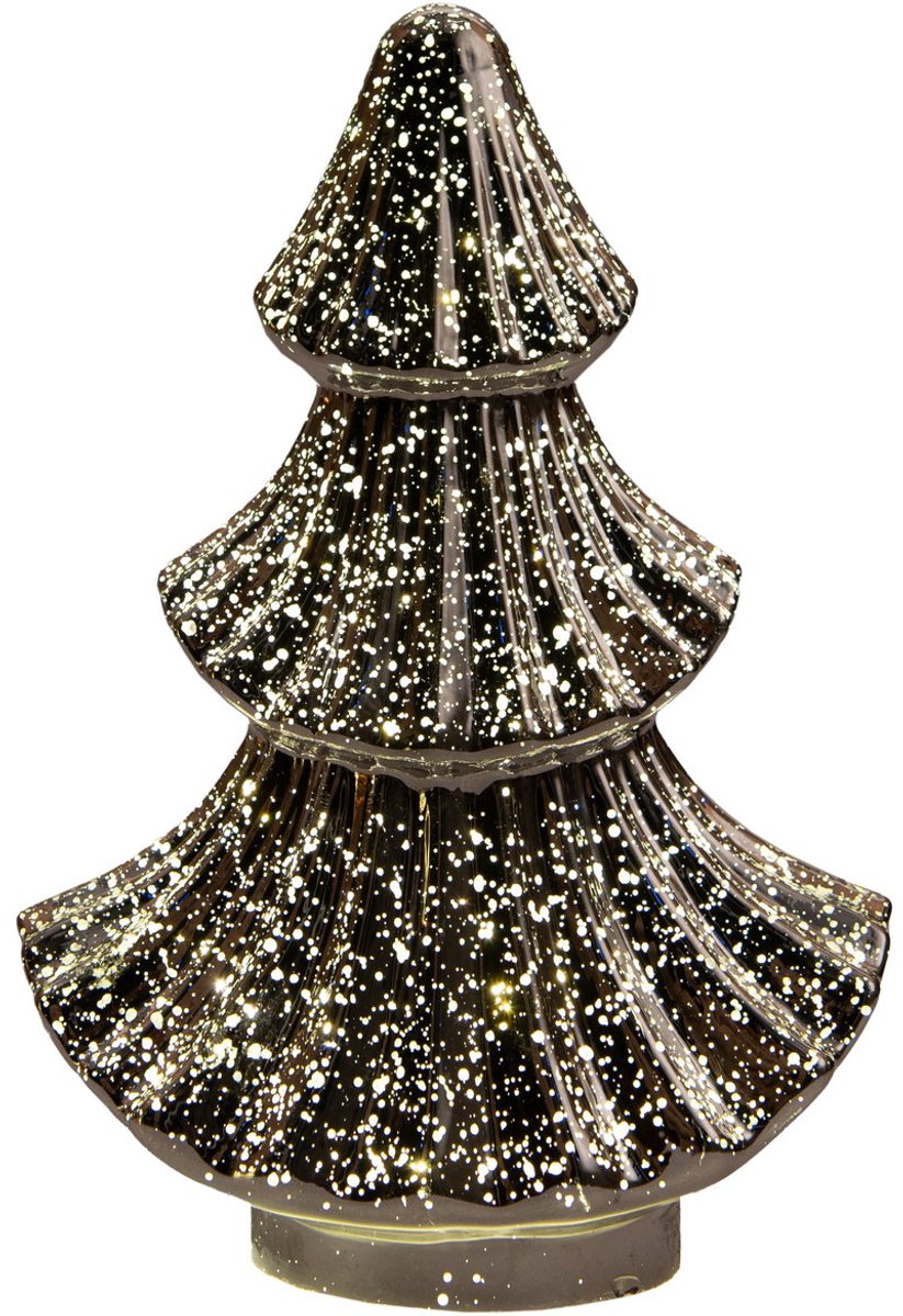 Annas collection - Boompje glas LED 15,5x9,5 cm antraciet