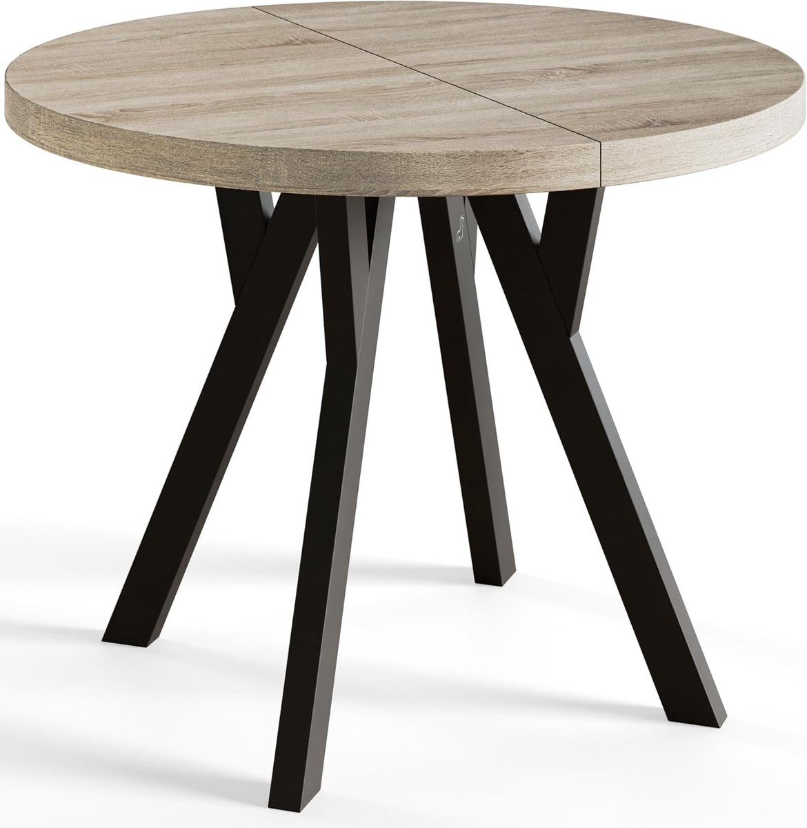 Ovo Sonoma Oak Uitschuifbare Ronde Eettafel - 90/140/190 x 90 x 77 cm
