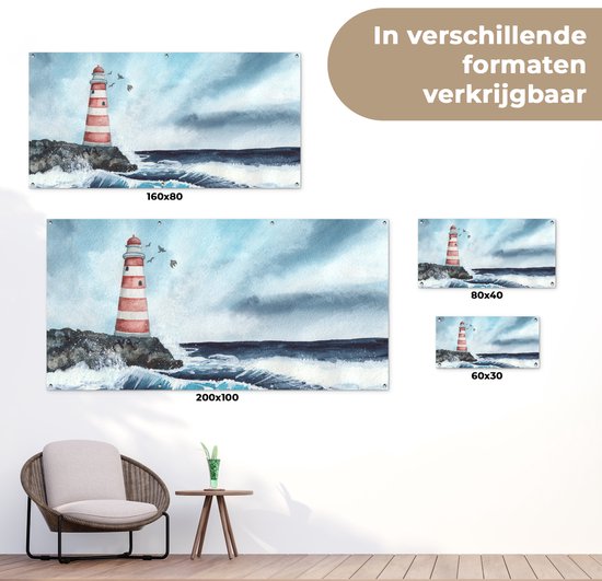 Décoration murale' extérieur Phare - Mer - Golf - 160x80 cm