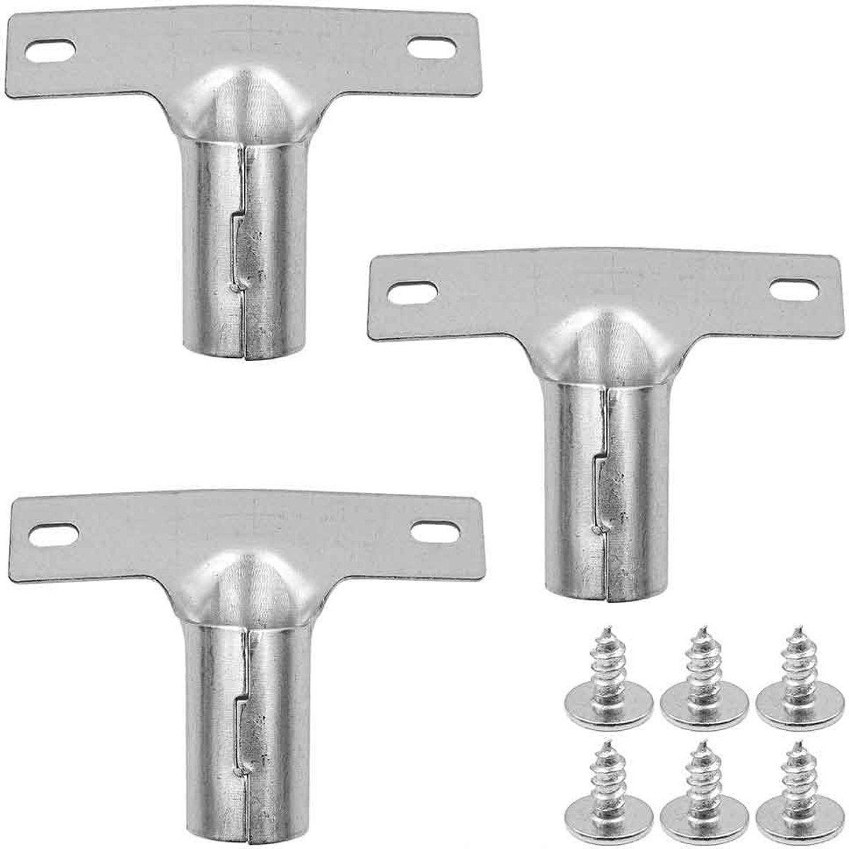 Dailygoody - Bezemsteelhouder - 3-delige set - Metalen handvathouders - Zilver - Geschikt voor bezemstelen - Diameter tot 23,5 mm