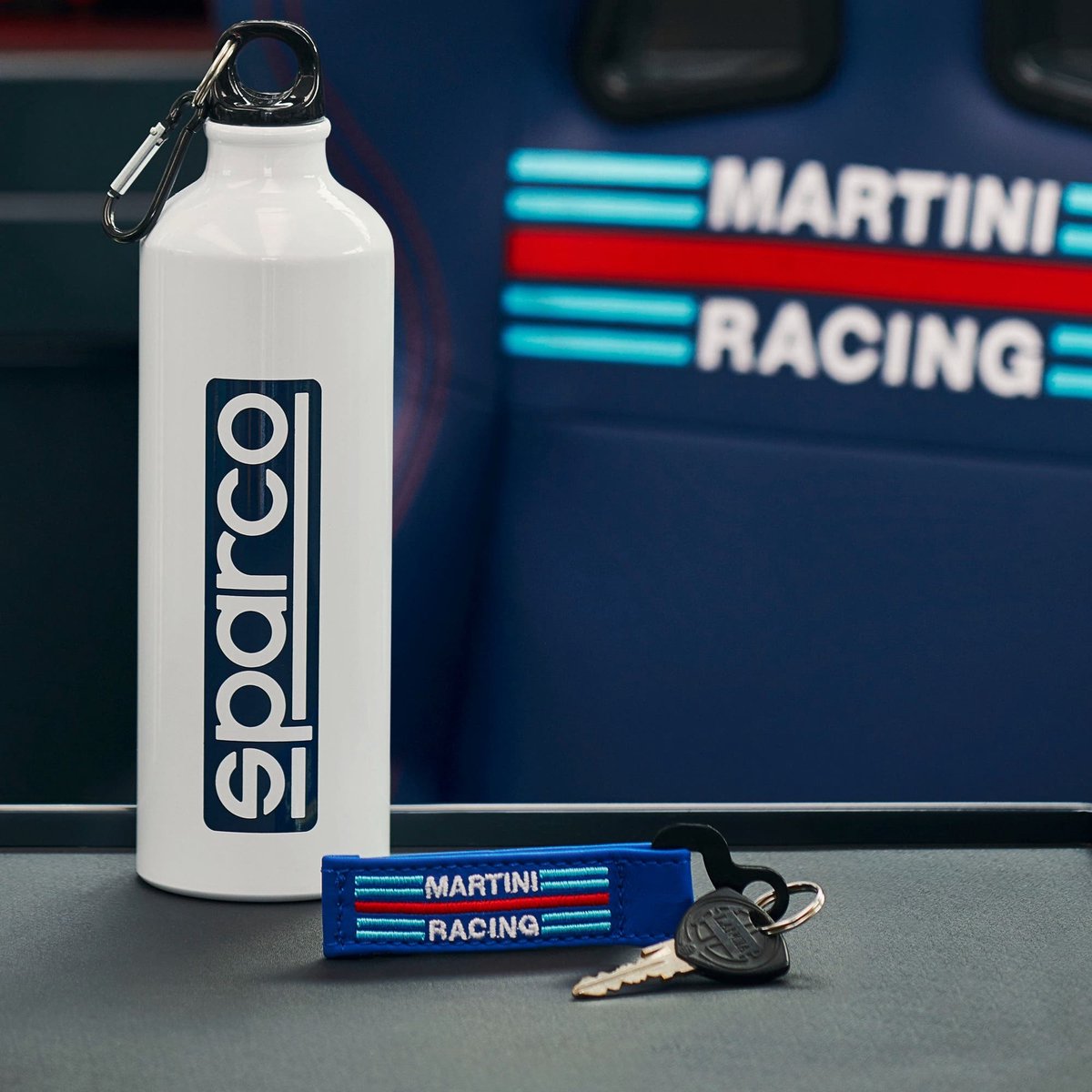 Sparco Martini Racing Leer Martini Racing Sleutelhanger - Blauw — Maat Onesize