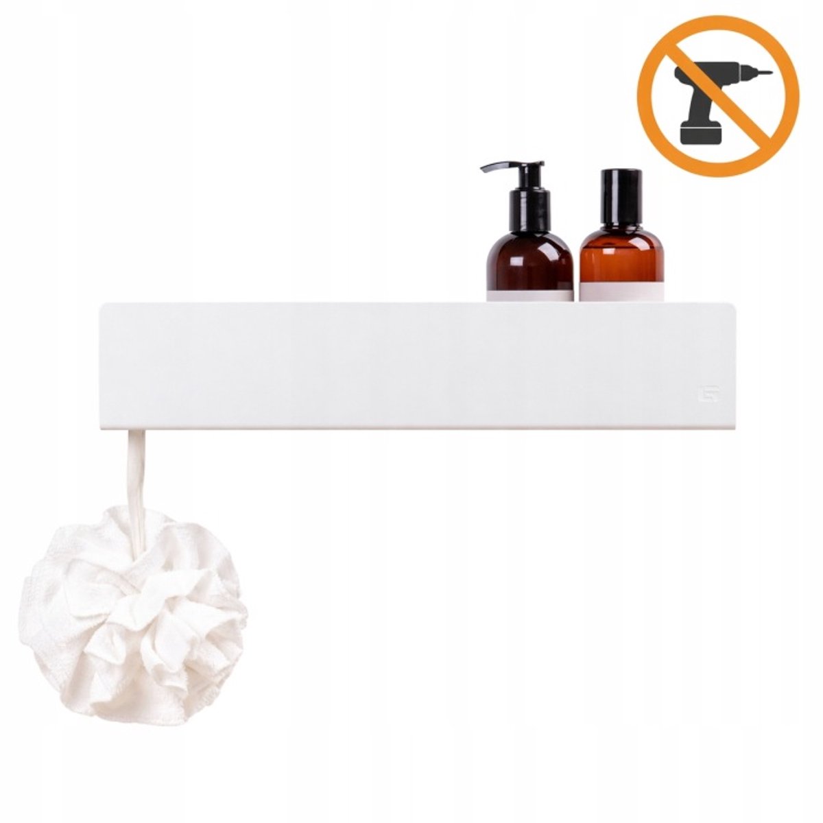 SlowDeco ISLA - Doucheplank - 40 cm - Wit - Zelfklevend - Gepoedercoat aluminium