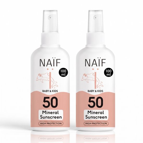 Naïf - Zonnebrandspray - Voordeelset - Baby & Kids - Zonbescherming - SPF50 - Minerale Filter - 2x100ml