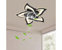 Slimme Plafondventilator met LED Lamp - 50W Energiezuinige Plafondlamp - Bediening via Afstandsbediening én App - Met Instelbare Windsnelheden-Zwart