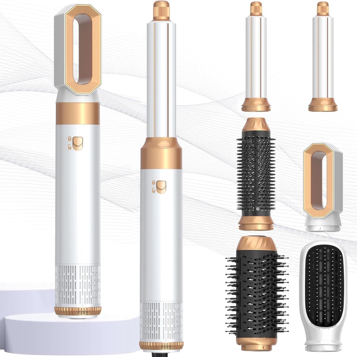 MRKK® Fohnborstel - Stylingtool Haar - Haardroger met Borstel - Multistyler - Beige