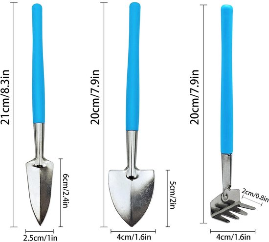 Dailygoody - Tuingereedschapset - Handgereedschap - Mini Tuinset - Roestvrij Staal - Tuin Hark Spade - Geschikt voor Planten - Roze — afbeelding 3