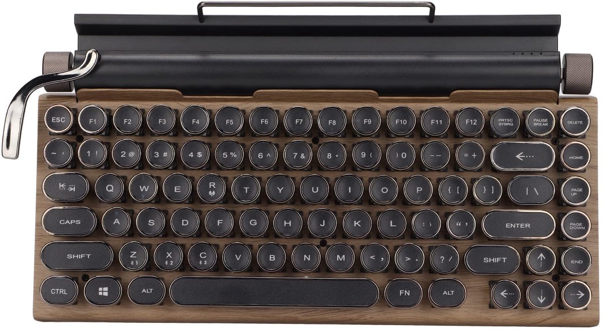 Dailygoody - Retro Typewriter Keyboard - Bluetooth Mechanisch Toetsenbord - Slijtvast en Draadloos - Vintage Design - Gaming Toetsenbord - Geschikt vo.