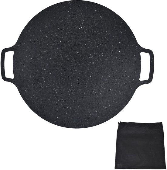Gietijzeren grillpan voor pizza crepe pan - Non-stick kookplaat voor buiten en binnen - Varkensbuik pannenkoeken (30cm) .