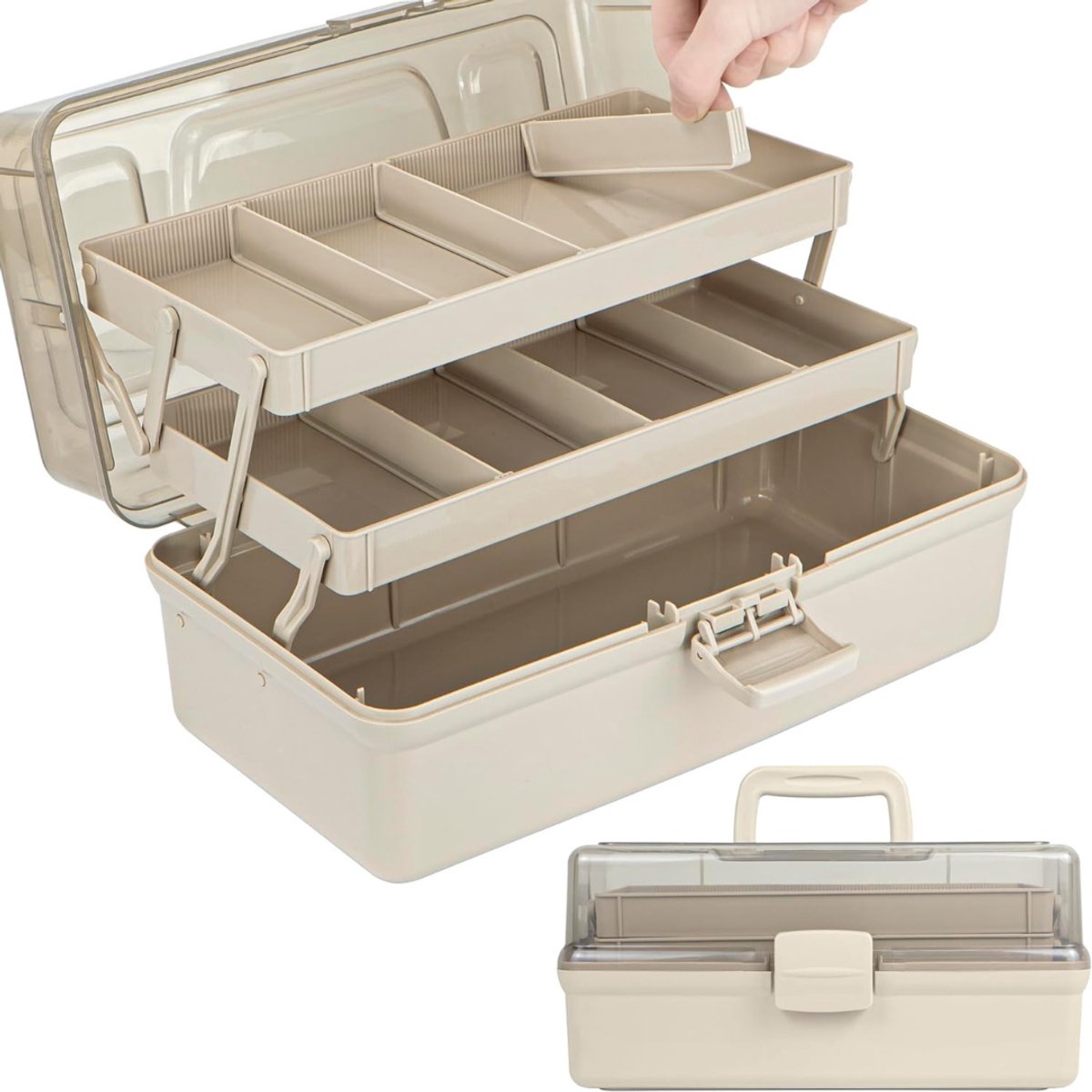 Aura® Naaidoos Opbergbox - Naaidoos - Naaikoffer - Bruin -35cm x 19cm x 18cm; 1.1 kg