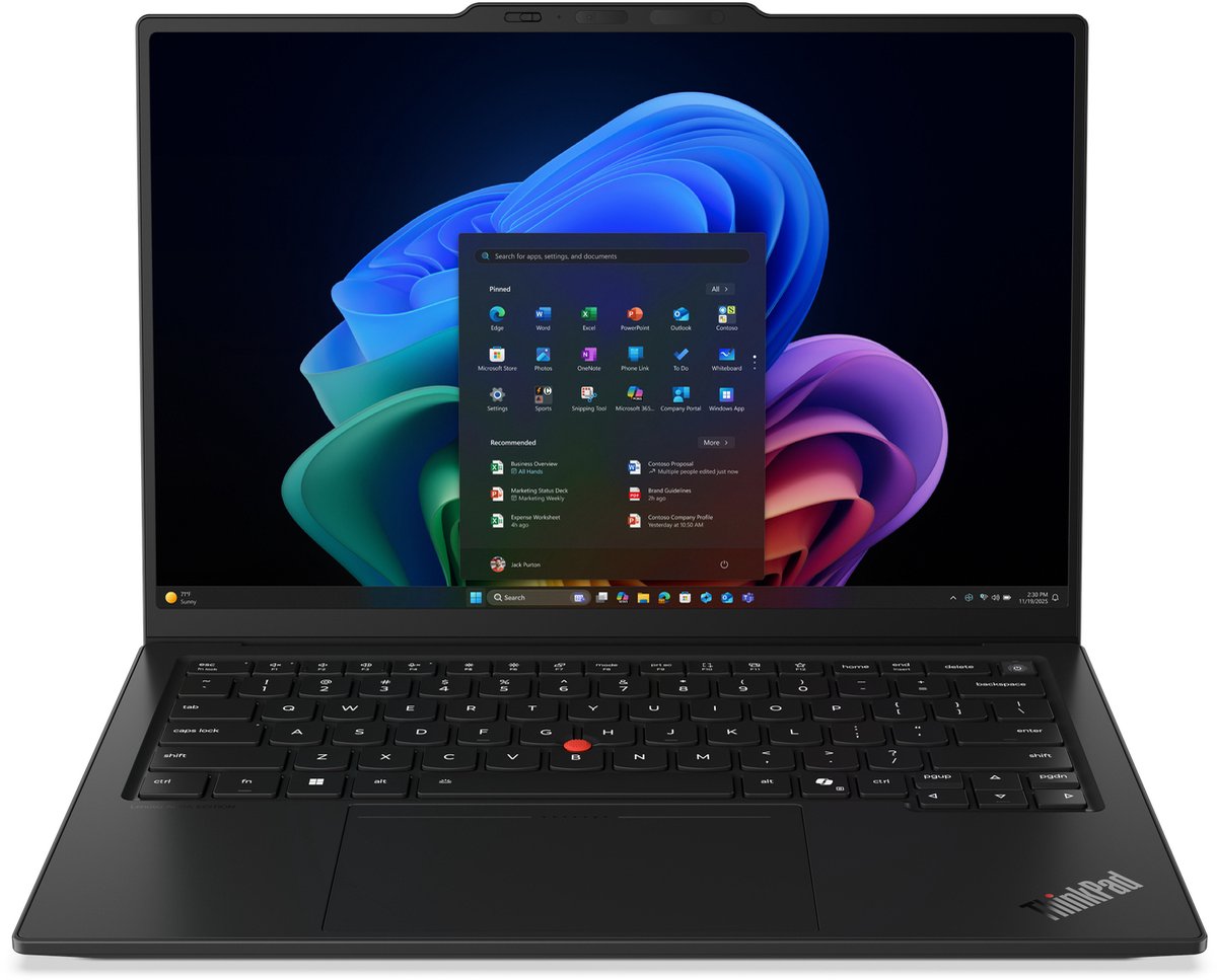 Lenovo ThinkPad X1 Carbon Gen 14 Aura Edition Copilot+ PC Intel Core Ultra 7 355 Laptop 35,6 cm (14") Touchscreen WUXGA 32 GB LPDDR5x-SDRAM 512 GB SSD Wi-Fi 7 (802.11be) Windows 11 Pro Engels Zwart